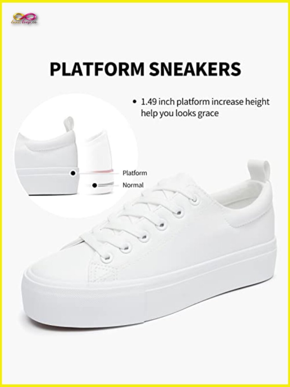 Platform Sneakers PU Leather Walking Shoes Non-Slip Retro Y2K Style - Picture 4 of 7